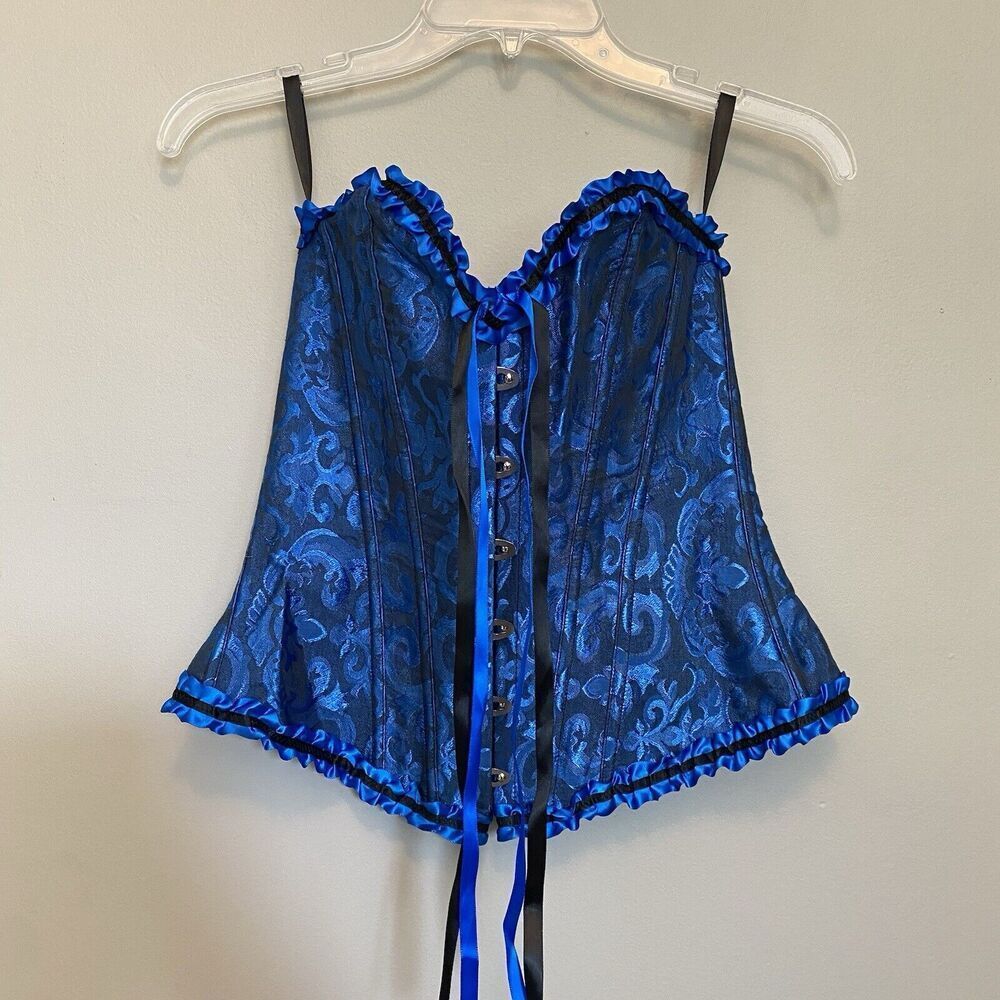 Corset XS Blue Boned Lace-Up Edwardian Victorian Renaissance Costume